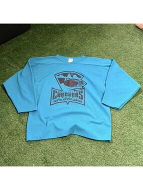 Vintage Y2K Charlotte Checkers Hockey Jersey Youth XL Teal Blue Canada Made